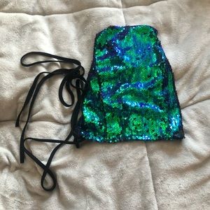 Blue/Green Sequin Halter top